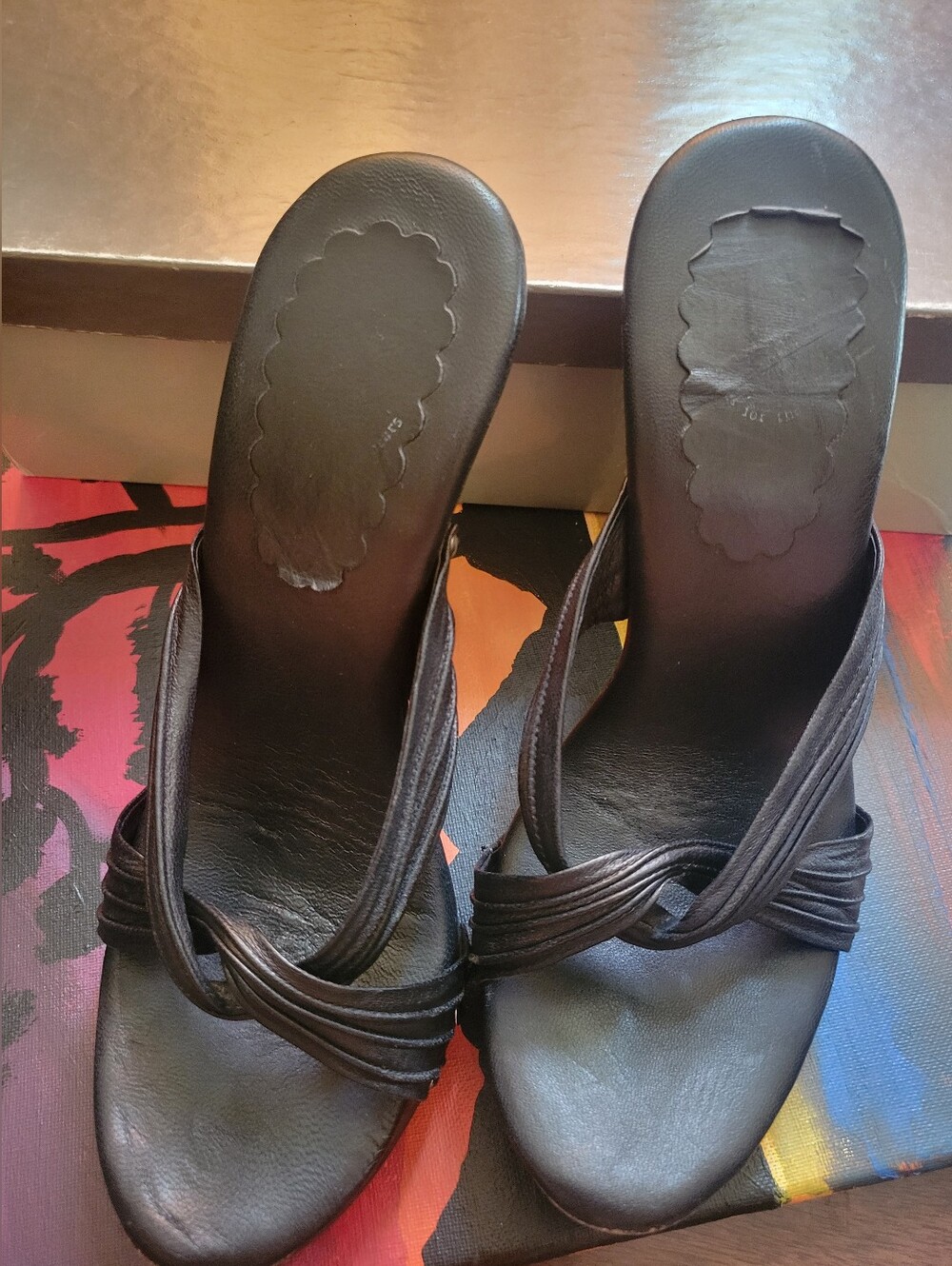 XTC On Melrose Black Leather Slip On Jill Metal Heels - Picture 2 of 9